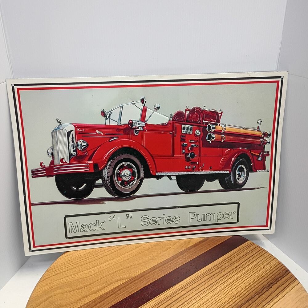Mack L. SERIES PUMPER FIRE TRUCK METAL TIN SIGN 17" X 11"